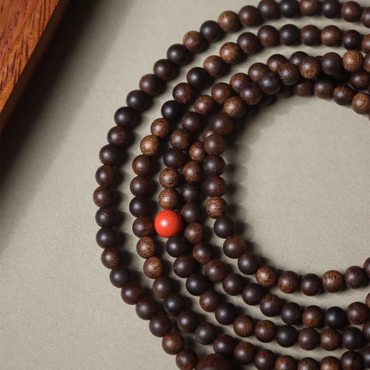 Hainan White Agarwood 4mm Prayer Beads with Premium Fortune Talisman Pendant, Sinking Grade