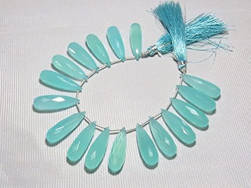 8 inch Strand of Natural Chalcedony 10-32mm Drop Faceted briolette Beads for DIY Jewelry Making. |BRIO_01615