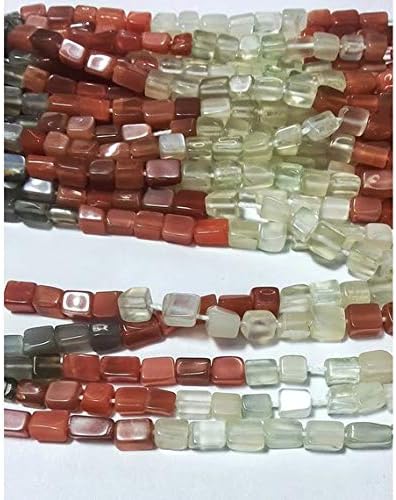 multi moonstone beads, box beads, gemstone beads, 3x5mm each, 14 inch strand