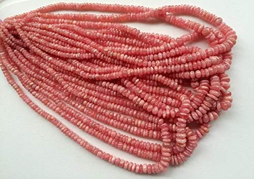 JEWELZ 16 inch strand natural rhodochrosite 4.5-7.5 mm rondelle smooth beads - jewelry - rhodochrosite plain rondelle beads, natural rhodochrosite beads, 4.5-7.5mm, 16 inch, rhodochrosite necklace