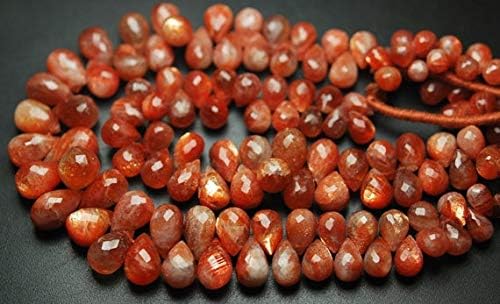 7 Inches Strand.Natural African Sunstone Faceted Drops Shape Briolettes,8-10mm Size, Code-HIGH-55147