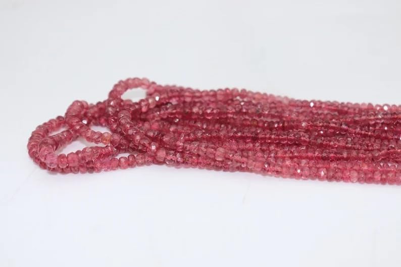 AAA+ Quality Burma Red Spinel Faceted Rondelle 3-3.5mm Beads Strand for Jewelry Making Wholesale