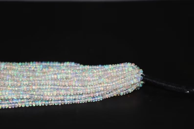 Ethiopian Opal Smooth Rondelle Beads Welo Opal Bead 5 Strands Opal Rondelle Beads Opal Plain Beads Flashy Opal Beads for Making Jwelery
