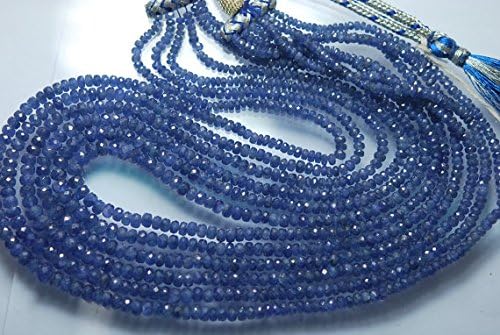 13 Inch 1 strand necklace of natural burma blue sapphire rondelle shape faceted cut 3-4mm beads for DIY jewelry making.