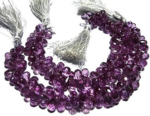 13 inch natural beads strand of 7-8mm faceted drop kunzite corundum quartz gemstone briolletes beads for DIY jewelry - necklace, bracelet, earring, ring.