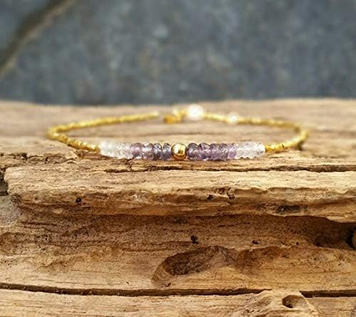 Genuine Purple Sapphire and 24K Gold Vermeil Bracelet, Precious Gemstone Jewelry, September Birthstone, Ombre Bracelet, Gift for Her 3mm Code- WAR6664
