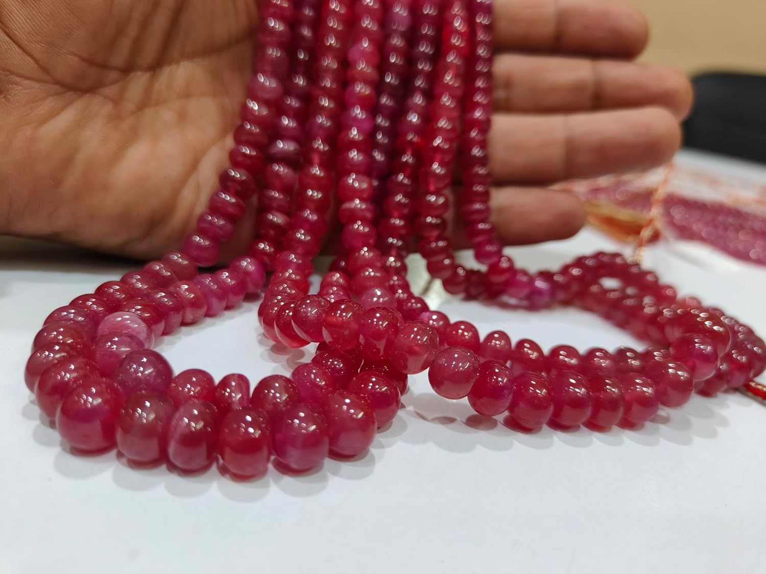 Natural Ruby Rondelle Plain Smooth Graduated 5 to 8mm Beads Sold Per Strand 8 inches Long