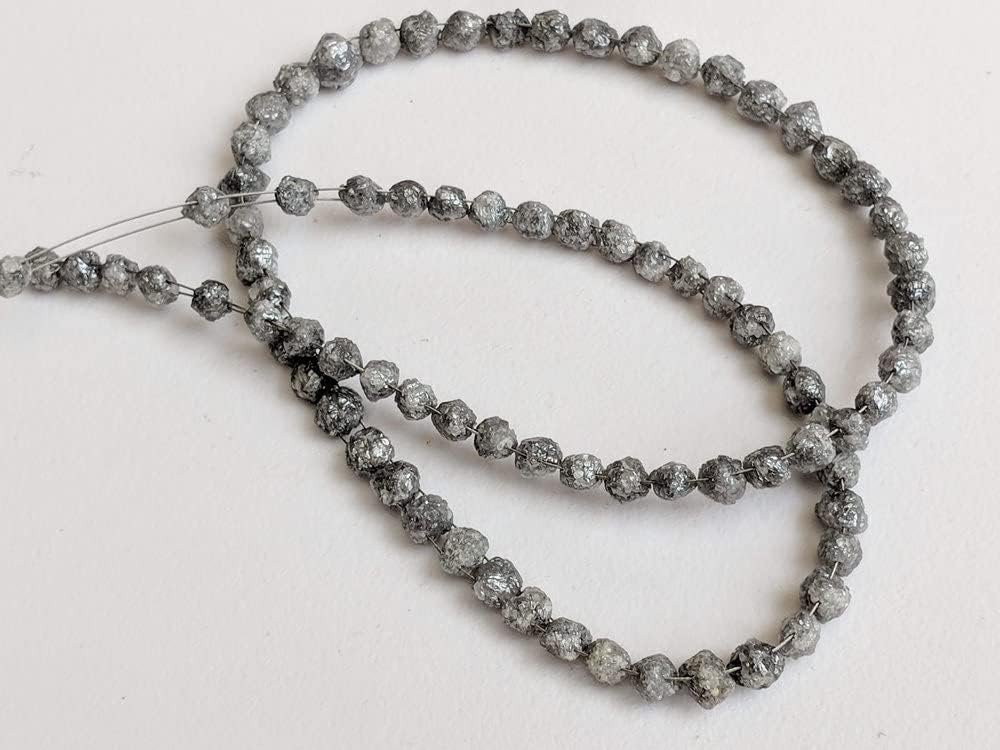 4-5-5mm Perfect Natural Round Gray Raw Diamond, Rough Diamond Rondelle Bead Side Drilled, Double Drilled Diamond Bracelet - (5Pcs To 10Pcs), 4.5-5 MM Approx.