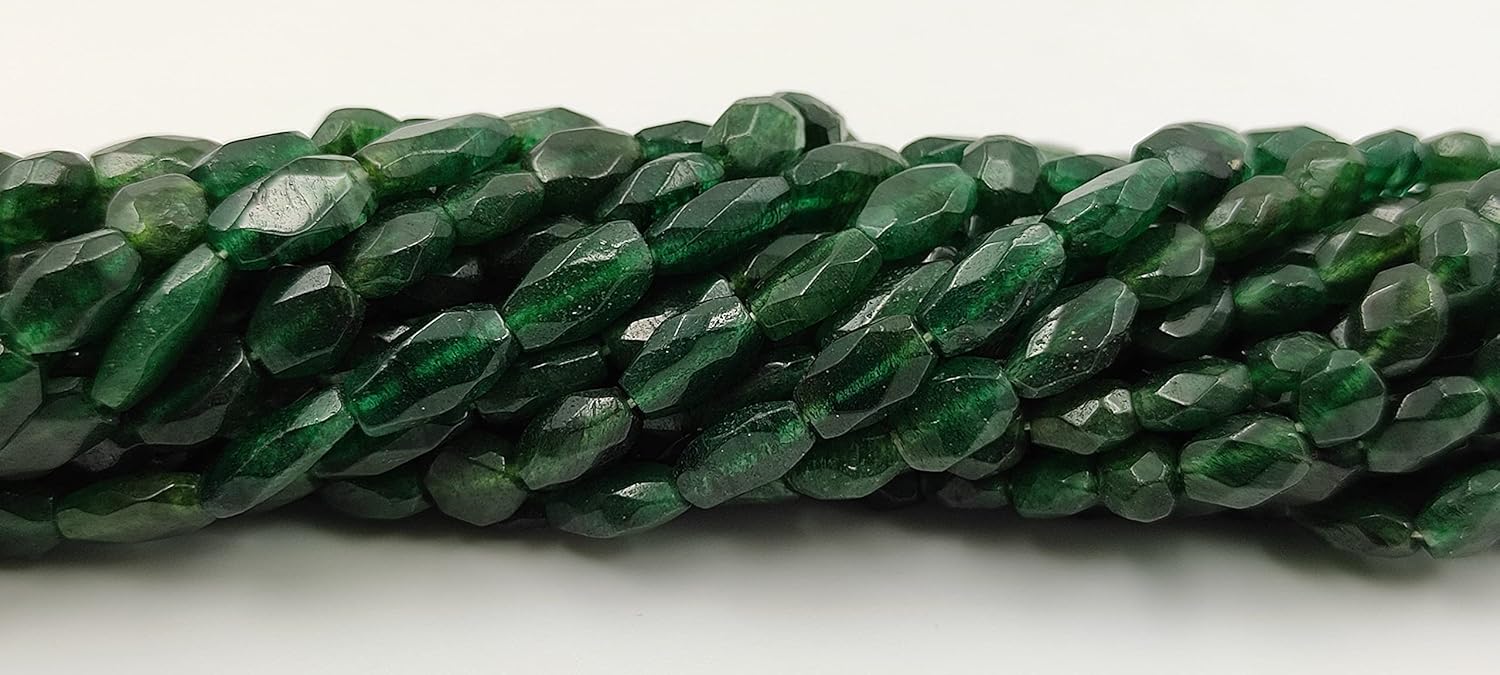 Hanumat Gems Natural Green Aventurine Faceted Oval Shape Gemstone Beads,Green Aventurine Faceted Beads,Green Aventurine Oval Beads,5X7-6X9 MM Oval Beads,13 Inches Oval Beads Strand.