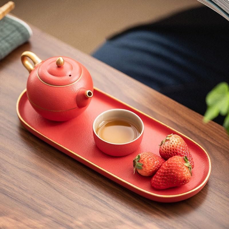 Tray Palace Black Tea Tray Ceramic Tray Home Office Kung Fu Tea Set Simple Small Dry Tea Tray Serving Trays