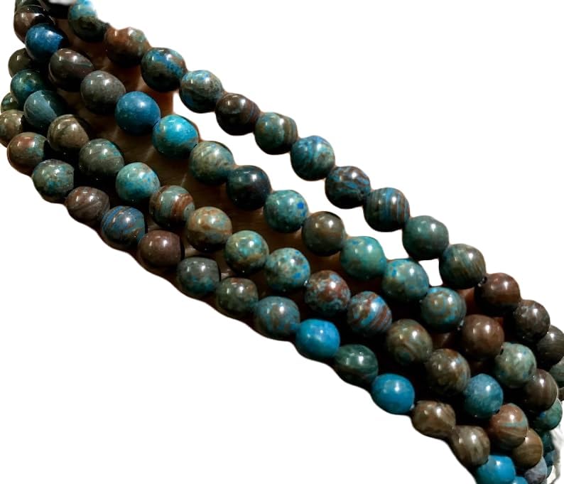13 inch Strand of Natural gem Chrysocolla, 6mm Round Smooth Beads for DIY Jewelry Making. | Beads_03419, As Per Photo