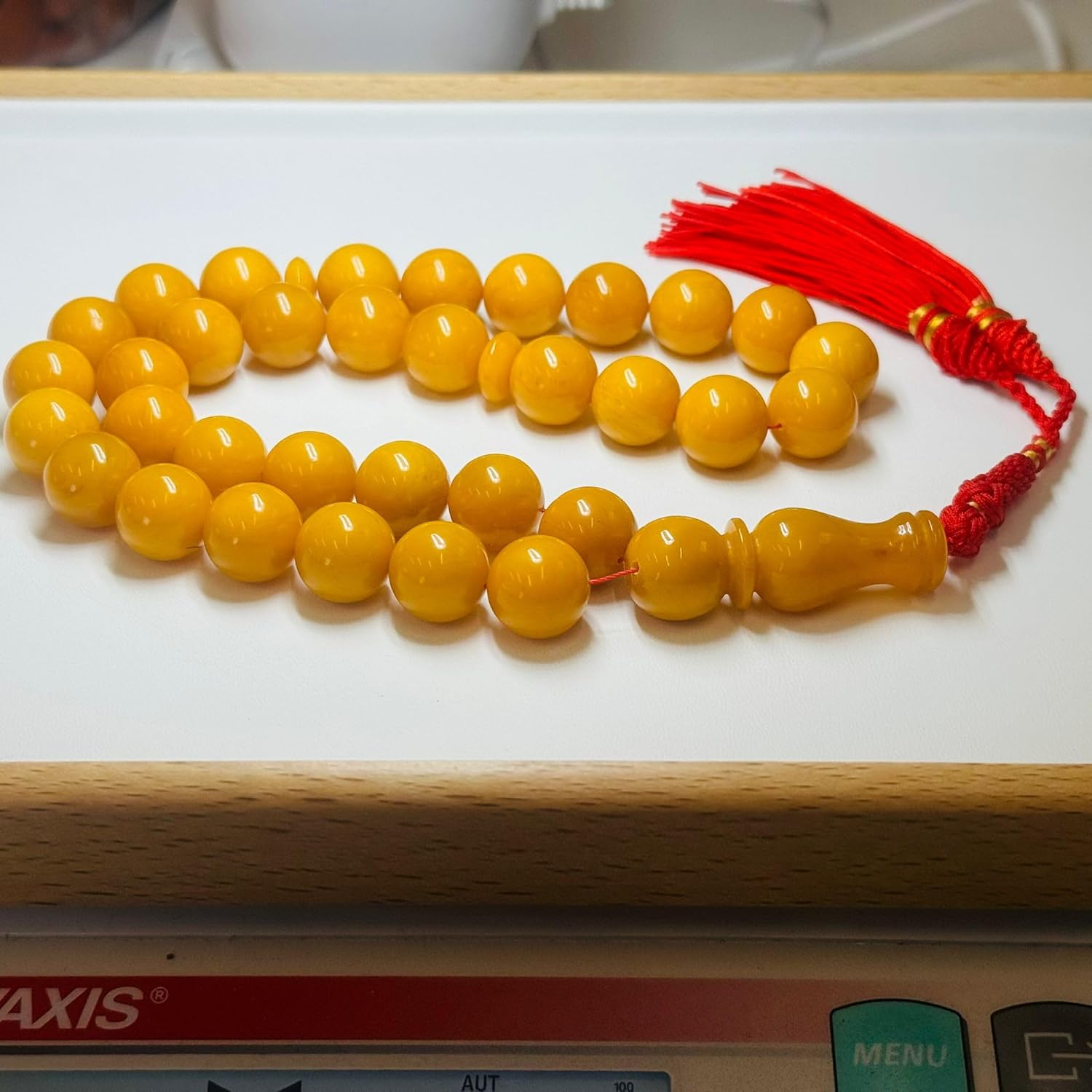 AMBERSTONE Vintage Orange Amber Islamic Prayer Beads - Muslim Rosary - Premium Handmade Tasbeeh for Dhikr - Amber Misbaha - 33 Beads / 71.8 g