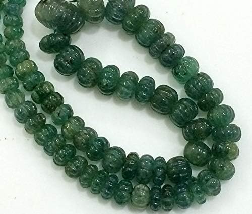 15 inch Strand of Natural Emerald 5.5 mm Melon Faceted Beads for Jewelry Making - Emerald Melon Beads, Emerald Necklace, Emerald Jewelry, Original Emerald Necklace, 5.5mm - 15mm Approx.