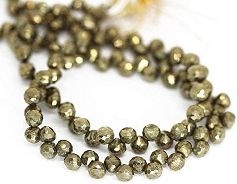Natural Grey Pyrite Faceted Onion Drop Loose Gemstone Craft Beads Strand 10 Inch Long 6mm Code-HIGH-1826
