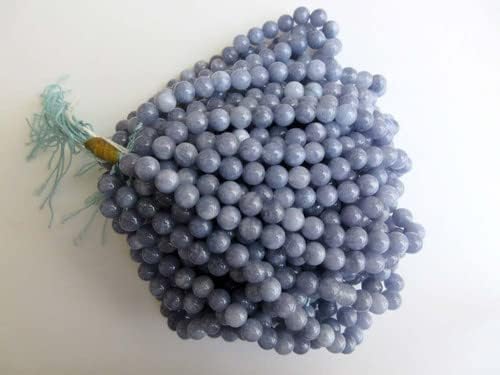 Blue Quartz Large Hole Gemstone Beads, 8mm Blue Quartz Smooth Round Beads, Drill Size 1mm, 15 Inch Strand, CHIK-STNRD-34769