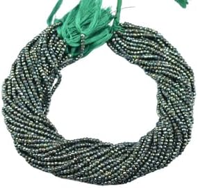 3mm Black Spinal Green Coated Rondelle Faceted Gemstone Beads 13 Inch 10 Strand CHIK-STRD-86171