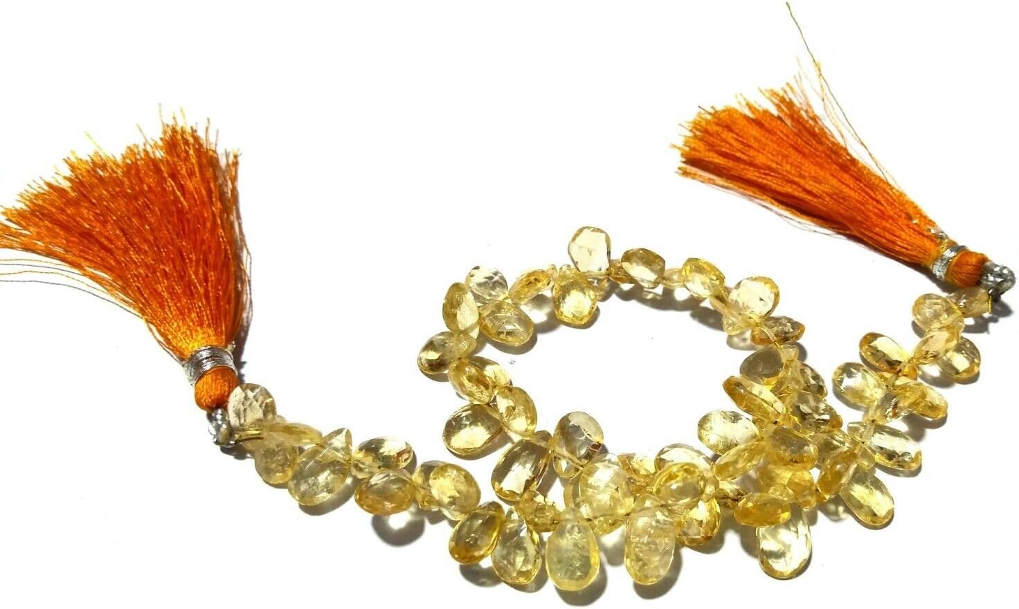 Natural Citrine Pear Almond Faceted 7x9-8x10mm Loose Beads 7