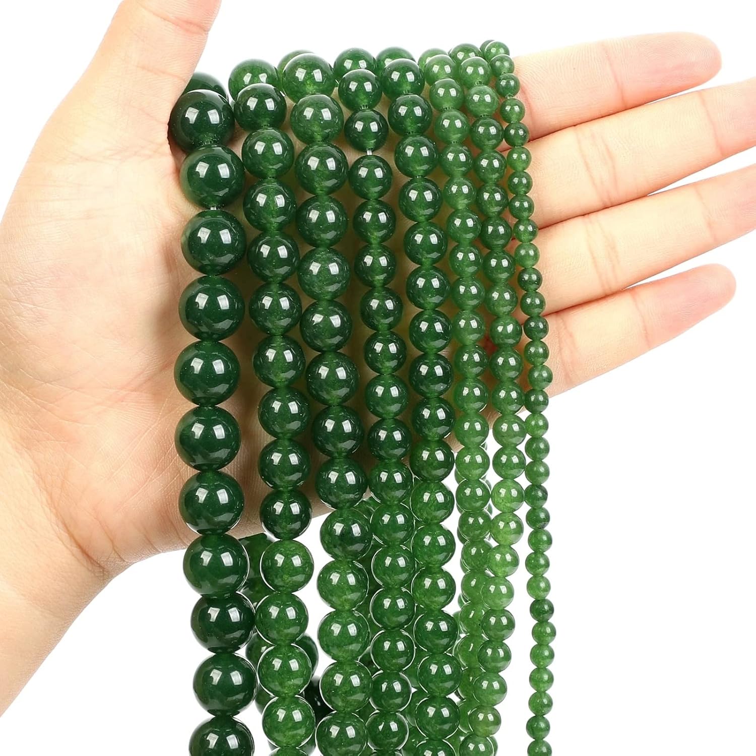 Natural Stone Green Chalcedony Jade Round Loose Spacer Bead for Jewelry Making Bracelet Necklace DIY (Color : D, Size : 12mm)