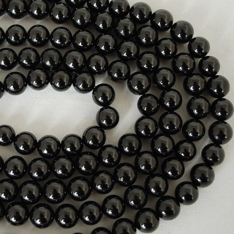 13 inch Strand of Natural gem Jet, 10mm Round Smooth Beads for DIY Jewelry Making. | Beads_04987, Black