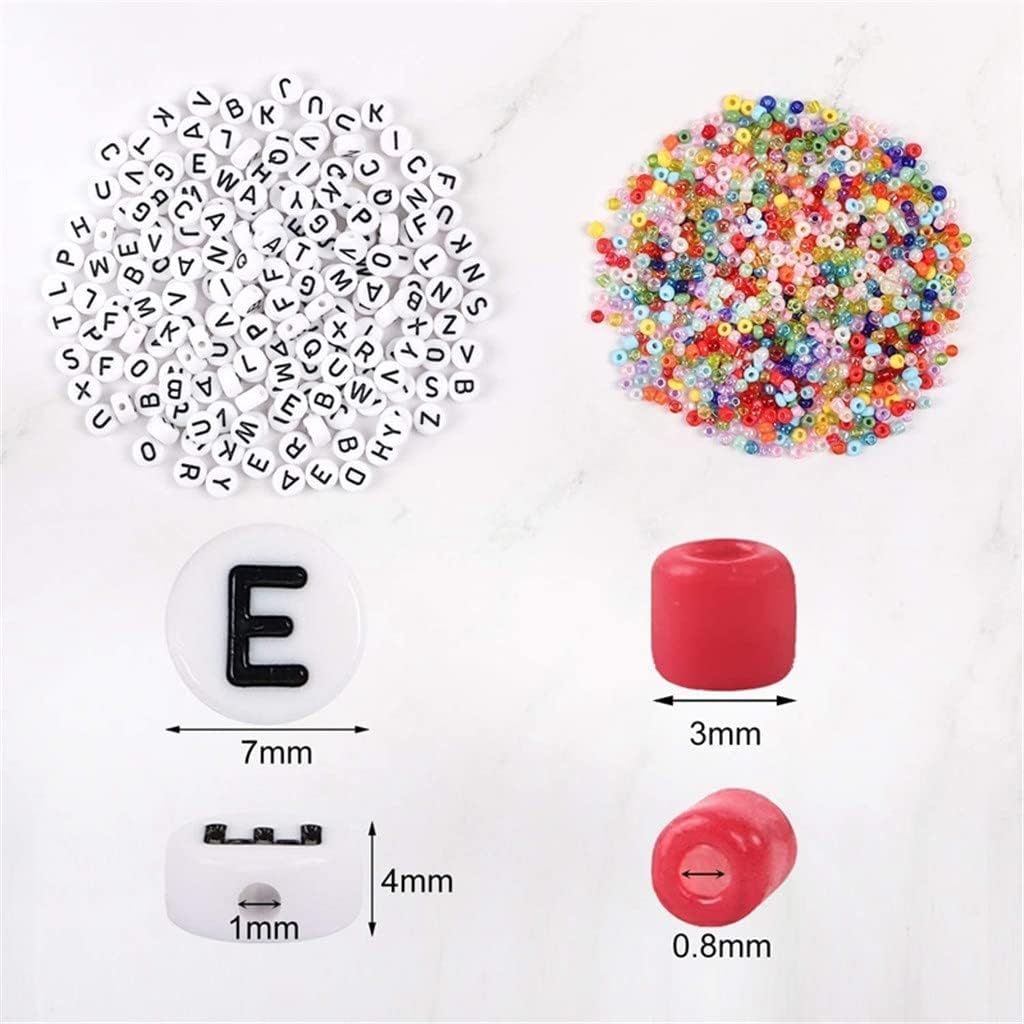 Glass Seed Beads and 600 Letter Beads, Used for Bracelet Jewelry Making and Crafts, with 2 Rolls of Rope