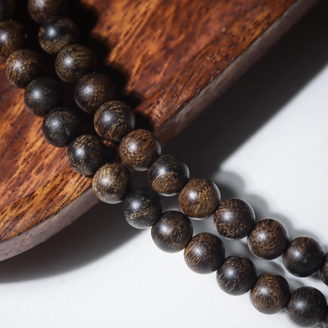 Vietnam Nha Trang White Agarwood Burl Old Material 6mm*108 Beads Delicate Jade-Like Full Grain Sinking Grade