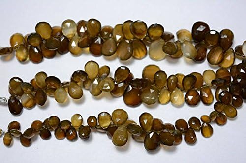 13 inch natural beads strand of 11x15-14x18mm faceted pear brown chalcedony gemstone beads for DIY jewelry - necklace, bracelet, earring, ring.