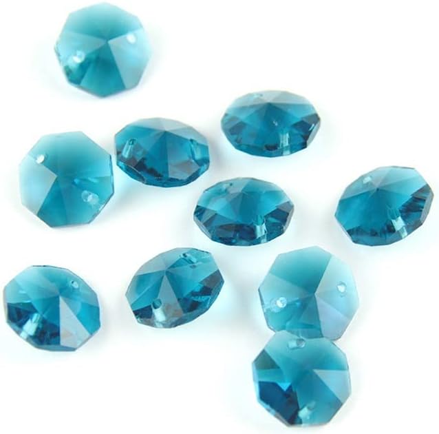 Hanging Crystals Prisms Blue 14mm Octagon Beads 100pcs/1000pcs Material Window Accessories Crystal Prisms Hangings Crystals for Decoration(1 Hole,1000pcs)