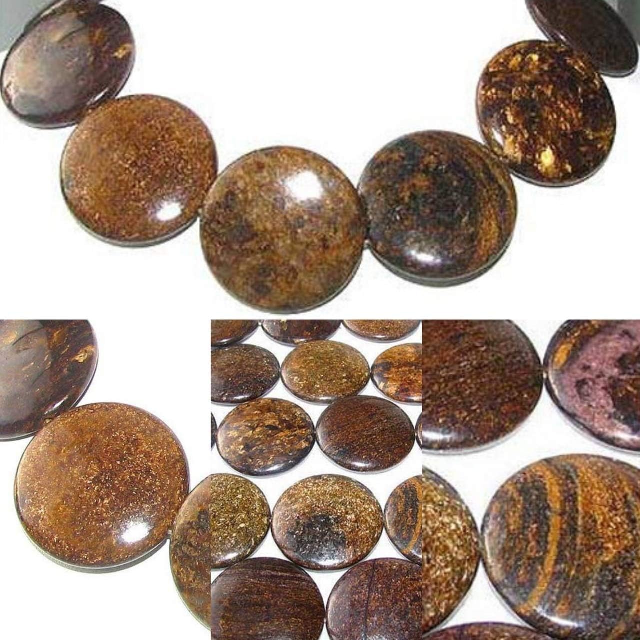 Shimmering Bronzite Coin Pendant Bead Strand 108643 for Jewelry Making