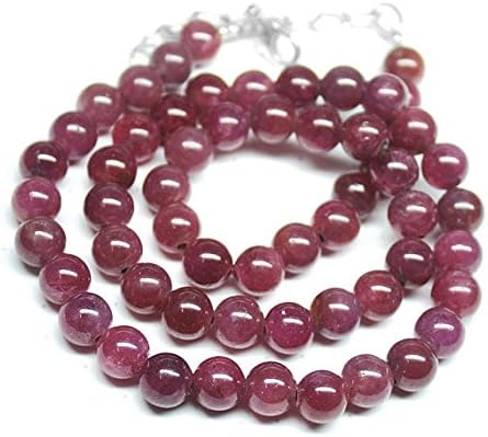 natural genuine red ruby smooth round jewellery necklace 16