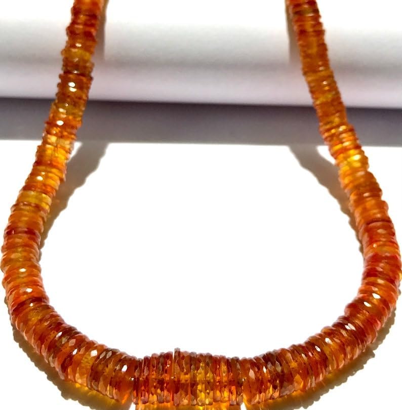 Natural PADPARADSCHA Sapphire tyre facated Beads 6mm to 9mm 18 inch Long String Jewelry Making Gemstone Beads for Necklace Bracelet