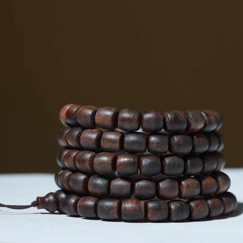 Agarwood 8mm×108pcs Fusen Red Earth Agarwood Skewers Buddha Beads Rosary Beads