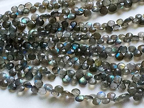 1 Strand Natural Labrarite Faceted Heart Beads, Blue Fire Gemstone, Flashy Blue Heart Beads, 9mm 8 Inch Long Long Code-HIGH-19333
