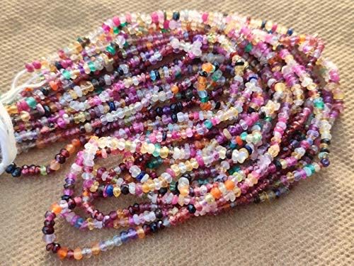 GEMZ 8 inch Strand of Natural Multi Gemstone rondelle Shape Faceted Cut Multi Color Color Beads for DIY Jewelry Making- Earring Necklace Bracelet.