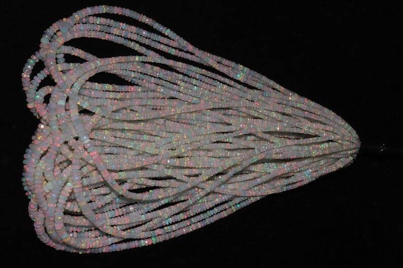 Ethiopian Welo Opal Bead Opal Rondelle Beads 3-5 mm Opal Cut Beads Multi Fire Opal Beads AAA+ Ethiopian Opal Faceted Rondelle Beads for Making Jwelery