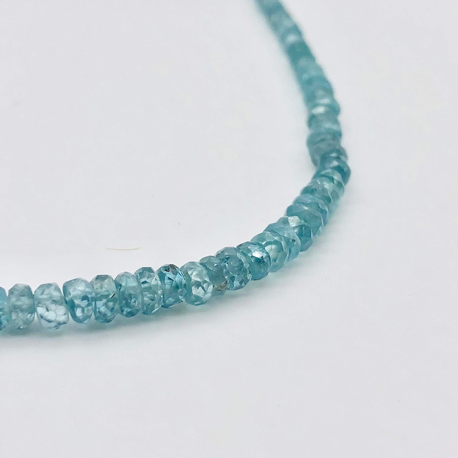 73.7cts Natural Blue Zircon 3x1.5-4x2.5mm Graduated Faceted Bead Strand 10844 for Jewelry Making