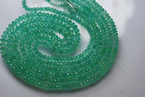 51.40 Cts, 15 Inches Long Strand, AAA Quality, Natural Colombian Emerald Faceted Rondelles, Size 5-3.5mm, with certificated Code-HIGH-3669
