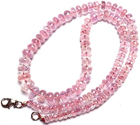 Natural Gemstone Morganite (Pink Beryl) 5 to 10MM Faceted Rondelle Beads 16.5 Inch Full Strand Super Rare AAA Quality Peachy Pink Color