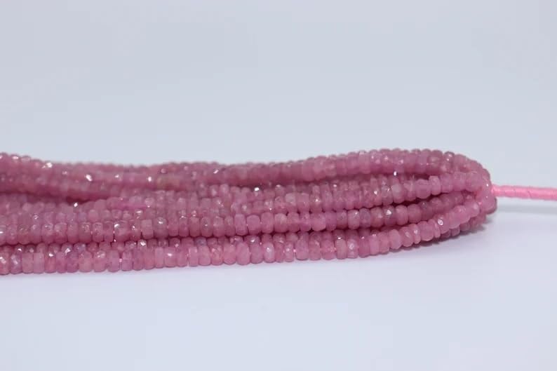 Pink Sapphire Faceted Rondelle Beads 4-5 mm Pink Beads Natural Pink Sapphire Beads Wholesale Beads for Making Jewelry