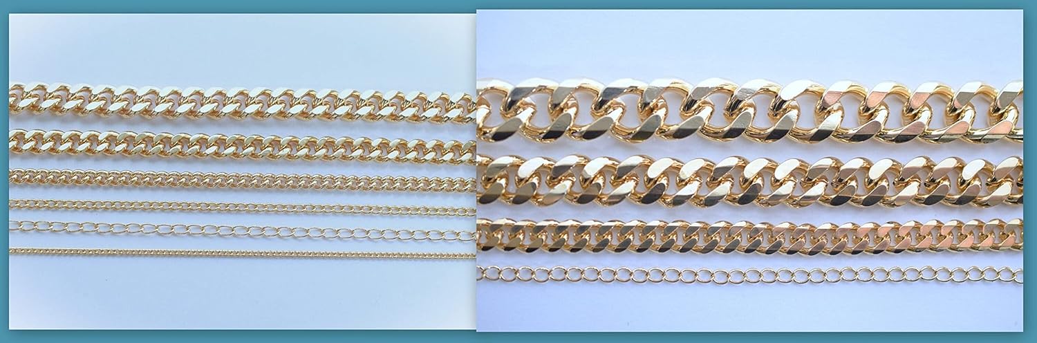 Gold Filled EP Cuban Chain Flat and Extension different sizes 1.3mm/1.6mm/2mm/2.8mm/3mm/4.3mm/6mm/9mm/11.5mm personalize necklace /