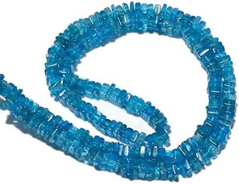 16 Inches Full 5 Strands Blue Neon Apatite Square Heishi Beads, Size 5mm Gemstone Beads Code-HIGH-50211