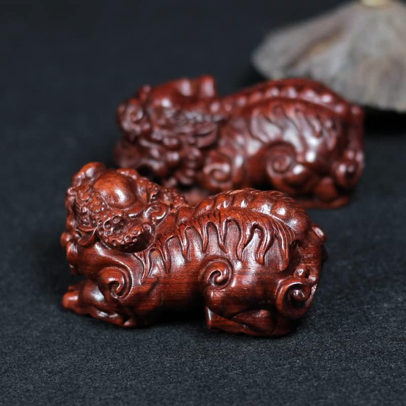 Mascot Wooden Crafts Wood Carving Art Wood Decoration Artwork 赞比亚小叶紫檀貔貅摆件 血檀雕刻摆件 似小叶紫檀文玩送礼手把件(貔貅一对)