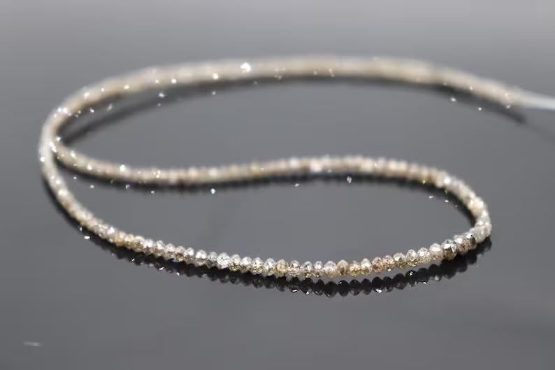 Natural Champagne Diamond Faceted Rondelle Beads Light Brown 2mm LB Color Diamond Faceted Beads for Jewelry Making Crafts