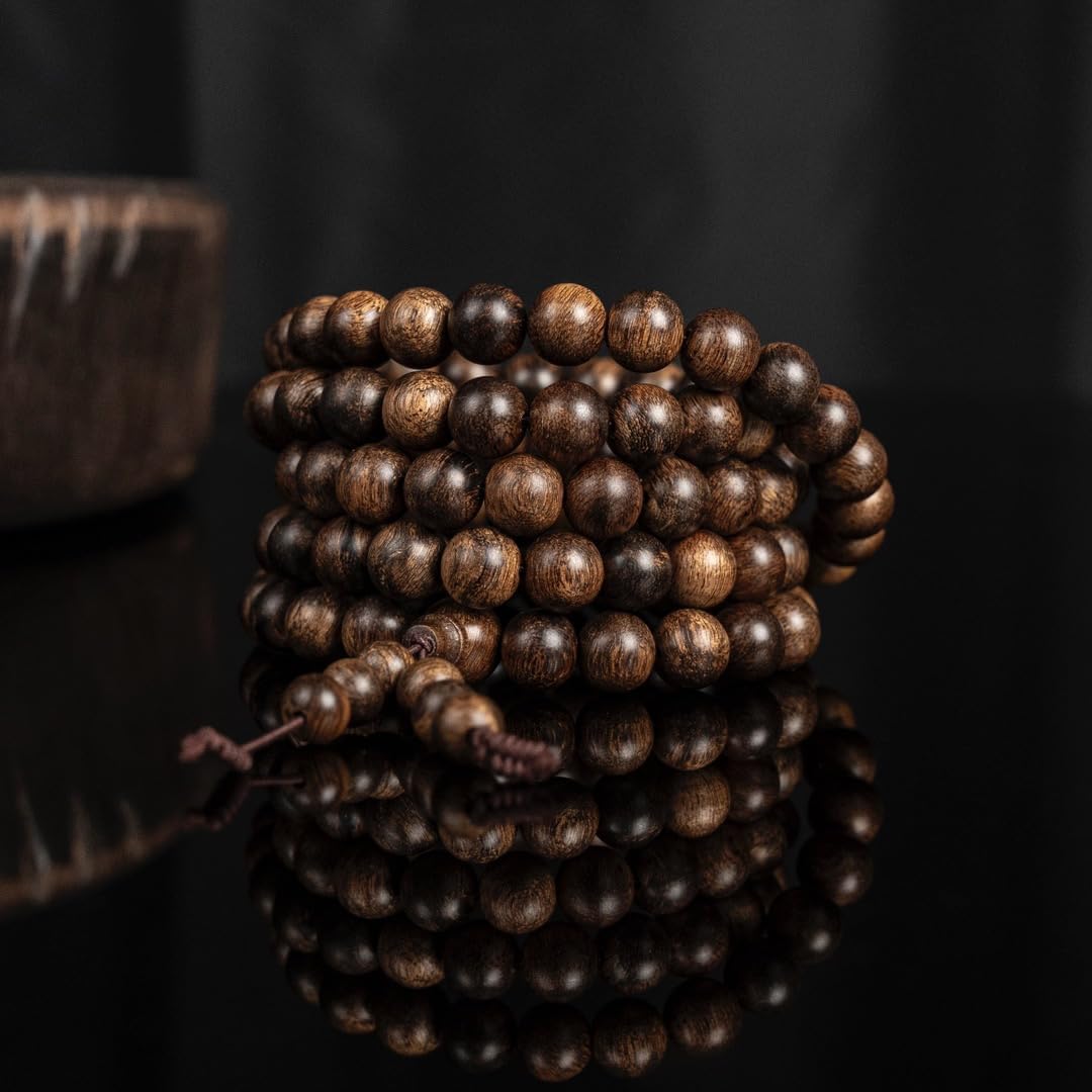 Vietnamese Nha Trang White Agarwood Burl Old Wood Agarwood 8mm*108 Beads Multi-Circle Prayer Beads Sink-Grade