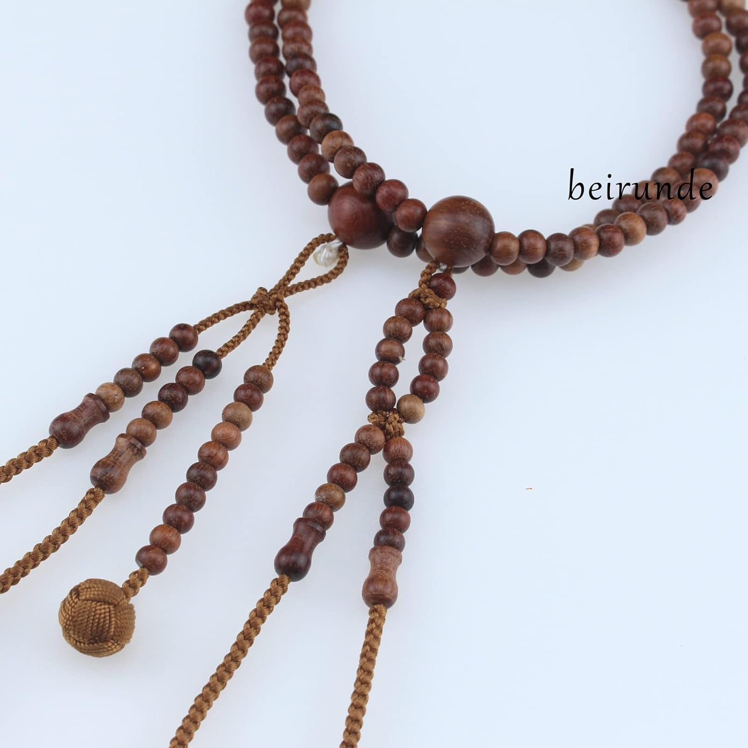 Nichiren Buddhism Soka Gakkai SGI Rosary Beads, Traditional Japan Handmade Prayer Beads, Rosewood Juzu Beads, brown, 35cm