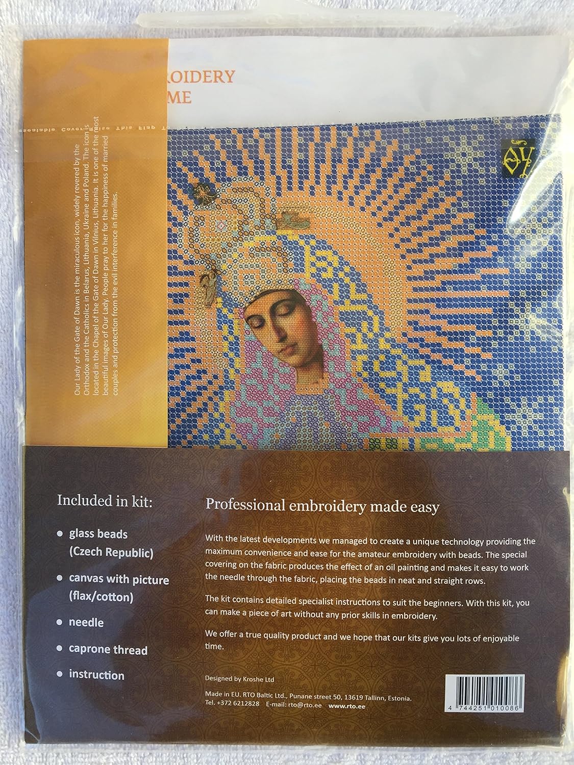 RTO Bead Embroidery Kit DIY Icon Our Lady of The Gate of Dawn 7.9