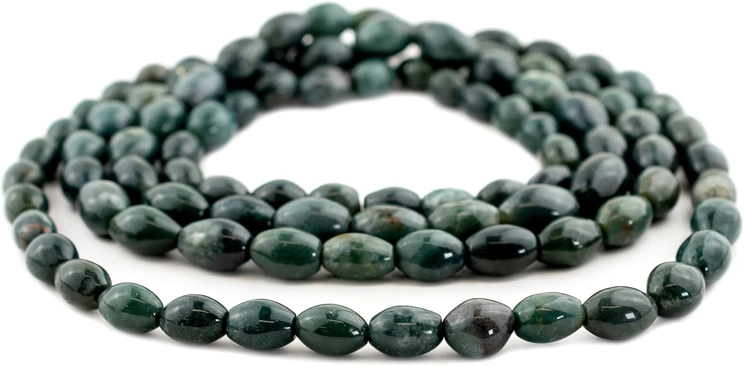 The Bead Chest Oval Serpentine Beads Extra Long Strand, 16x12mm Green Gemstone 70”