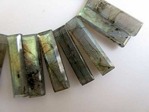 natural labradorite long baguette shaped step cut side drilled faceted cabochon, labradorite briolette beads, labradorite 4