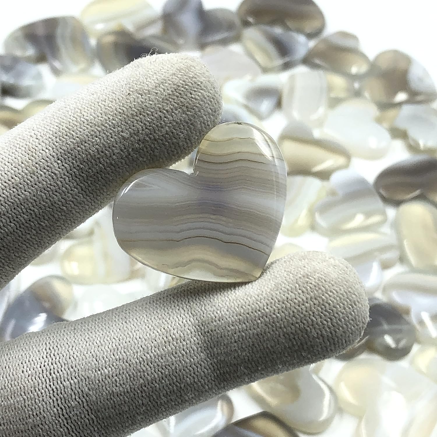 Natural BOTSWANA AGATE HEART SHAPE Gemstone Loose Cabochon Lot For Jewelry Making, Loose Gemstone For Ring, Earring & Pendant Necklace, Jewelry Making Cabochons, Healing Gemstones