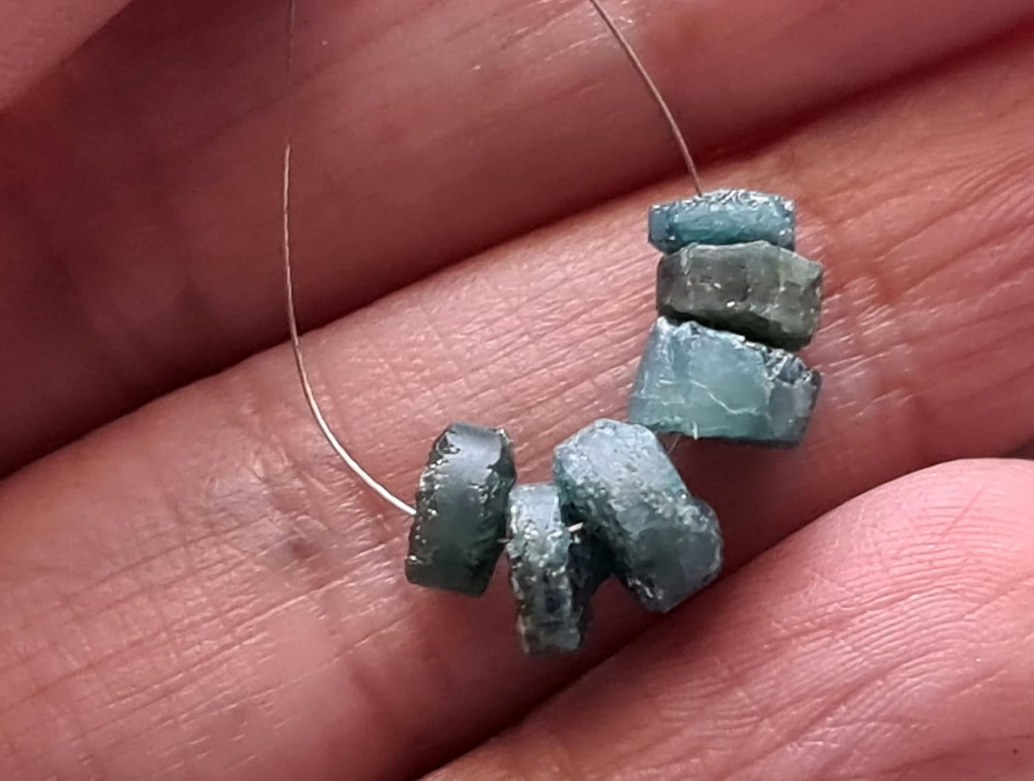 4.8-6mm Blue Button Shaped Raw Diamonds, Front Top Drilled Raw Diamond Button Beads, Blue Tyre Rough Uncut Diamond(1Pc to 5Pc Option)-PPD941, 4.8-6 MM Approx.