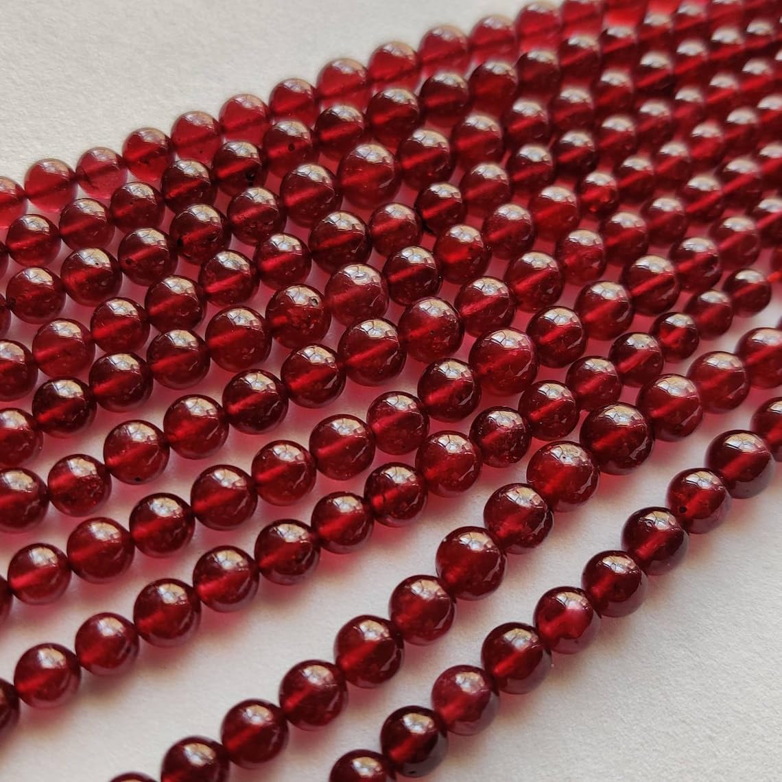 Natural Ruby Round Smooth Beads 5 mm to 7 mm 16 inch Long String Jewelry Making Gemstone Beads for Necklace Bracelet